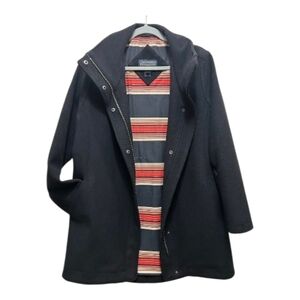 Pendleton Black Coat Womens SMALL Virgin Wool Blend Mid Length Water Resistant